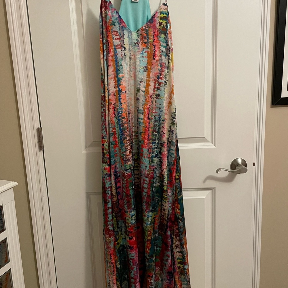 NEW: Nicole Miller Watercolor Maxi Dress, L